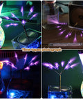 Time-lapse of Bluetooth Music Tesla Coil Arc Plasma Loudspeaker Desktop Experiment Toy Model SSTC SS02 emitting purple arcs