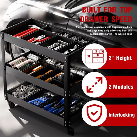 Heavy Duty Tool Box Drawer Organizers 10 Pack Large And Medium Tool Trays Keep Your Shop Tight Ditch Junk Drawers Store Ratchets Wrenches Sockets Drills Hardware Fits Rolling Tool Chests Garage Cabinets Straight Up Solid Setup