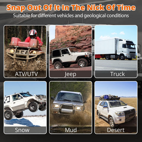 Kinetic Recovery Tow Rope 1.26 Inch By 30 Foot Snatch Strap With Soft Shackles for ATVs, Jeeps, Trucks, Snow, Mud, and Desert