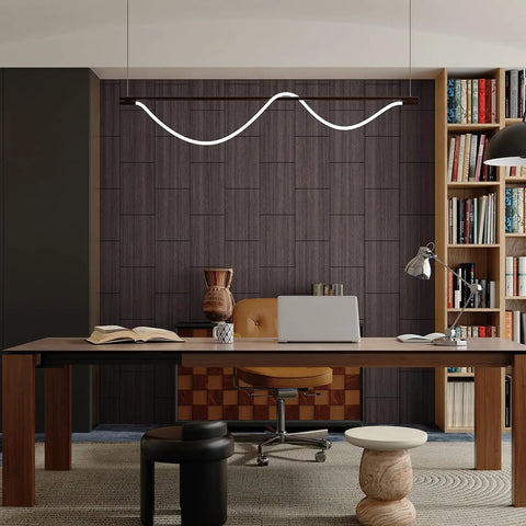 Slick 3D Black Oak Wood Slat Panels Peel And Stick Acoustic Foam Blocks echoing in modern home office decor.