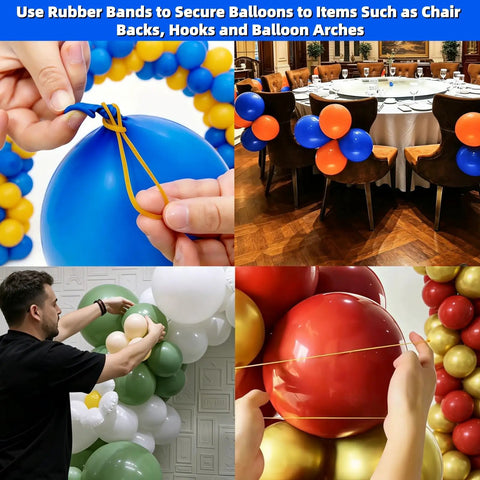 10 Pack Transparent Balloon Arch Clips For Effortless Balloon Garlands And Backdrops With 200 Stretchy Rubber Bands in use
