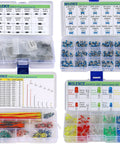 5162 Piece DIY Electronics Components Kit With Resistors Capacitors Inductors LEDs Diodes ICs PCBs Potentiometers Header Pins Jumpers Terminals Tact Switches And More For Prototyping Learning And Maker Projects in four organized plastic boxes