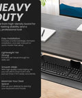 No Drama Clamp Down Keyboard Tray Slides Under Desk With Ample Mouse Space shows heavy duty design, sliding keyboard drawer under desk.