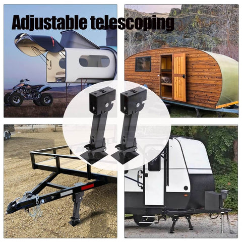 Two Pack Swing Down Trailer Stabilizer Jacks With Seven Inch Drop Leg And Eighteen Inch Adjustable Rod Handle