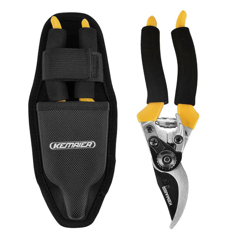 Pro Grade Pruning Shears For Gardening With Non Slip Ergonomic Handles And Blade Cover Sharp Garden Clippers Heavy Duty All Metal Construction