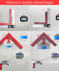 7.1 Inch 90 Degree Positioning Squares Right Angle Clamps For Woodworking, Aluminum Alloy L Type, shown with measurements