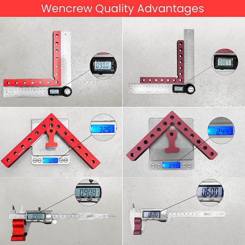 7.1 Inch 90 Degree Positioning Squares Right Angle Clamps For Woodworking, Aluminum Alloy L Type, shown with measurements
