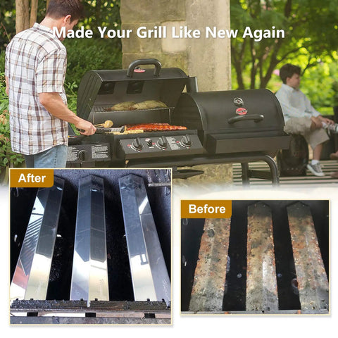 Before and after comparison of Heat Plates Replacement Kit For Char Griller 5050 5650 3001 E3001 3072 5072 3070 Grills