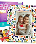 Decorate Your Own Mosaic Picture Frame Kit With Colorful Mosaics Glue Spreader Grout And Everything You Need For 5x7 Or 4x6 Photos DIY Mosaic Craft Kit For Adults Christmas Valentines Day Gifts, shown with completed colorful frame displaying a photo