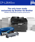 Compact Monochrome 3 In 1 Laser Printer With Copy Scan And Auto Duplex Wireless And Mobile Printing Alexa Compatible No Fuss Small Biz Workhorse For Home Office Use Includes Refresh Trial shown with toner and stacks of paper