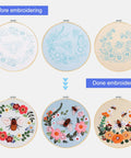 All In One Bee Embroidery Kit For Beginners With Hoop And Thread, 3 Pack Cross Stitch Hand Embroidery Sets before and after