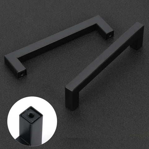 Matte Black Cabinet Handles Square Drawer Pulls 2 Pack, 396 Mm Total Length, Stainless Steel Kitchen Cupboard Door Pulls