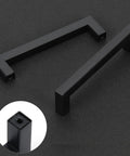 Matte Black Stainless Steel Cabinet Pulls 5 Inch Hole Centers 128mm Square Drawer Handles 10 Pack, detail view