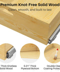 Solid Pull Out Cabinet Organizer Featuring Soft Close Slide Drawers And Real Wood Build For Kitchen Pantry Storage. Close-up of solid wood construction.