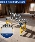 Heavy Duty Steel Welding Table Workbench With Slick Glide Casters Adjustable Height Folding Scaffold And Rock Solid Non Slip Platform Built Like A Tank For Garage Hustle with stable structure showing 1103 lbs capacity.