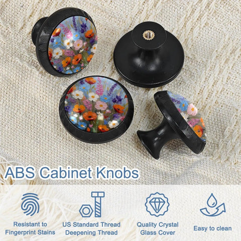 Four Pack Hella Durable Watercolor Floral Cabinet Knobs And Super Smooth Crystal Glass Drawer Pulls With Rock Solid Abs Build Plus Stainless Steel Hardware For Kitchen Cupboards Dressers And Wardrobes