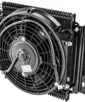 High Performance Transmission Cooler for 30 000 GVW with 11x14x3.75 Inch Core and 11 Inch 500 CFM Fan Push or Pull Mount 6 AN Inlets