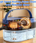 High-Speed Heating Steam Cleaner For Home And Car, 2500W High Pressure Hot Steamer showing internal components and water tank.