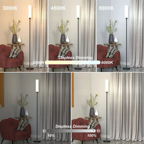 Corner Floor Lamp With Remote For Living Room, Modern Minimalist Black Floor Light That Fits Corners, Space Saving Design, Stepless Dimming