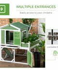 49 Inch Chicken Coop With Garden Space And Outdoor Run Cage Weatherproof Hen House for 2 to 4 birds, green, showing multiple entrances
