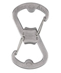 Stainless steel Dual Bottle Opener And SBiner Carabiner Combo with double sided openers and two attachment modes.