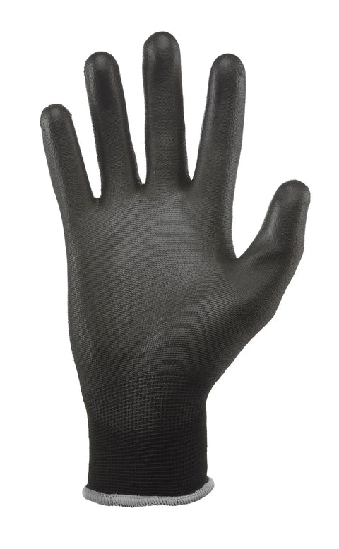 Never Slip Maximum Grip Work Gloves For Men With Polymer Palm Coating, Extra Large, Black, Front View