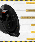 10 Pack Full Brim Hard Hats For Construction Worksites Boss Level Protection With 6 Point Adjustable Ratchet Suspension HDPE Safety Helmet ANSI Z89 1 Type I Class E Meets PPE Standards For Men And Women, interior details shown.