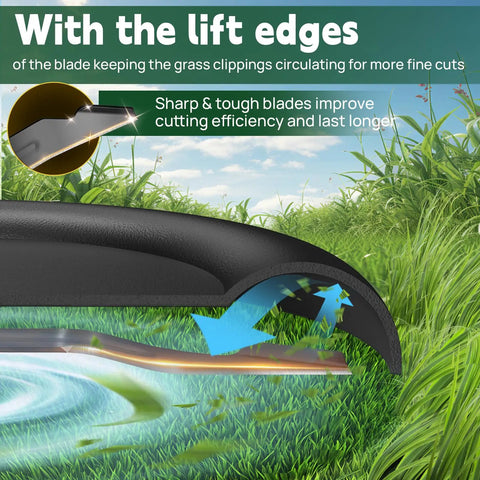 21 Inch AB2100 Replacement Mulching Blade For EGO Electric Lawn Mowers LM2102SP LM2100SP LM2142SP showing high lift edges.