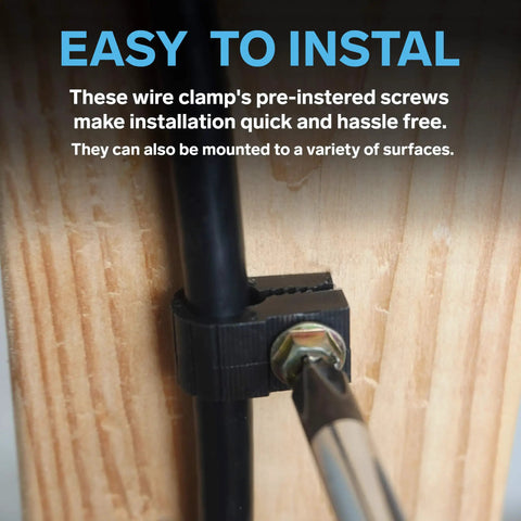 Coaxial Cable Clips And Wire Organizer Clips for desk TV mounts siding and cord management durable black cable clamps.
