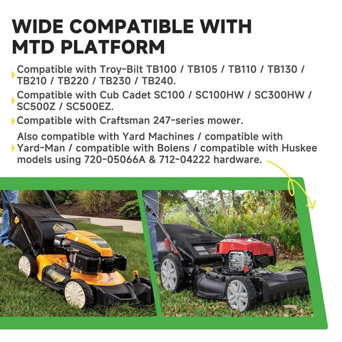 All In One Handle Knob Kit With Lower Wing Knob 1/4-20 And Upper Wing Nut 5/16-18 For MTD 21 Inch Walk Behind Mowers compatibility chart