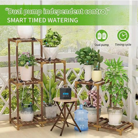 Automatic Watering System For Potted Plants With Programmable Timer And Dual Self Priming Pumps for indoor use.