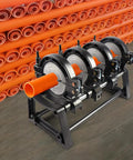 Manual Pipe Fusion Welder For 63 To 160 Mm Pipes Electric Butt Fusion Welder With Temperature Control Four Thick Clamping Rings Pro Grade Heavy Duty For PE PP PB PVDF HDPE PVC Joints Fast Clean Cuts And Solid Joints. Manual pipe fusion welder clamping 63 to 160 mm orange PVC pipes