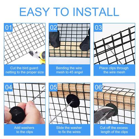 Installation steps for Solar Panel Guard Roll Kit With Half Inch PVC Coated Critter Netting 6 Inch By 100 Foot Black.