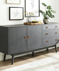 Gray sideboard with Eight Pack 1.4 Inch Antique Brass Cabinet Knobs With Three Mounting Screw Sizes, Vintage Dresser Drawer Pulls For Cabinets