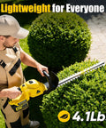 Man using 22 Inch Cordless Hedge Trimmer With Dual Action SK5 Blades And 2x4.0Ah Batteries And Charger Included in garden