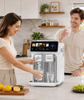 3 In 1 Countertop Ice Maker Featuring An Automatic Ice Crusher And Water Dispenser To Make Bullet Ice Shaved Treats Or Slush Fast in modern kitchen.