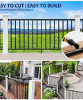 Rock Solid Aluminum Porch And Deck Railing Kit With 6 Foot Span And 36 Inch Height Astm Certified outdoor balcony fencing without posts featured on deck.