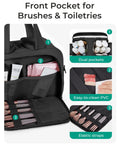 Ultra Lightweight Puffy Travel Toiletry Bag With Handle, Large Capacity Organizer For Women, black bag with compartments.