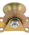 Heavy Duty 2 Inch U Groove Wheel Pulley Set, 8 Pack, 660 LB Capacity, 45 Steel, Sliding Gate Rollers With Bracket, Rigid Caster For Inverted Track, Rolling Gate, Industrial Machines, Wire Rope Rail close-up