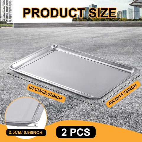 Two Piece Stainless Steel Oil Drip Pan Set For Cars And Motorcycles, Large 23.6 By 15.8 Inch Automotive Oil Change Pan
