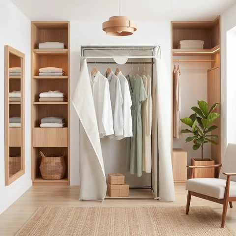 Heavy Duty Hanging Closet Organizer With Full Zip Cover 36 Inch Wide Clothes Storage Rack For Bedrooms And Dorm Rooms Pure Workhorse Design with hanging clothes.