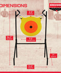 Boomslang AR500 Steel Shooting Gong Target 0.5 Inch Thick 9.5 Inch Diameter with stand, dimensions labeled
