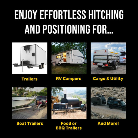 No Sweat Drill Powered Trailer Dolly With 10000 Lbs Capacity And Smart Auto Brake For RV Boat Haulers handling various trailers.
