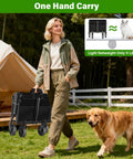 Person carrying All-Terrain Folding Wagon Cart For Grocery, Camping And More, Heavy-Duty, Collapsible Utility Wagon With 360 Lb Capacity, Rugged Wheels, Easy Fold. 