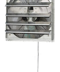 18 Inch Wall Mounted Shutter Exhaust Fan With Thermostat Control 3 Speed Beefy Adjustable Ventilation, silver shutters