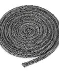 Coiled wood stove gasket rope, graphite-impregnated fiberglass, 1/4" x 84", gray.
