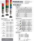 Three Color Stack Tower Light 45mm Red Yellow Green Lenses 25 Inch Prewired Incandescent 110V AC 5W Beige Body Heavy Duty Steady Signal Pole Mounted Industrial Lighting