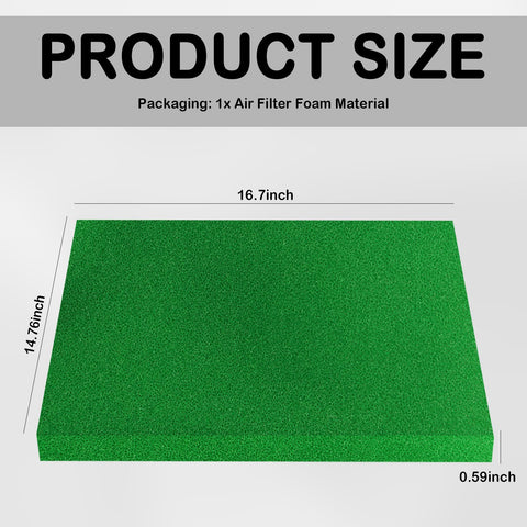 Custom Cut Air Filter Foam 16.7 by 14.76 by 0.625 Inches Reusable 40 PPI Sponge Filter Material Rugged Washable Air Filter For Off Road Motorcycle Dirt Bikes ATV UTV Built Tough product size