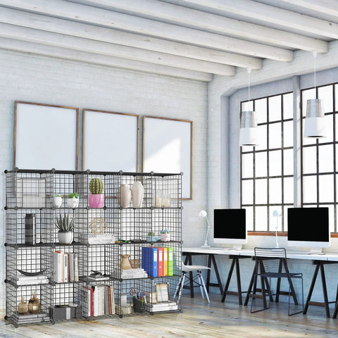 Dope Metal Storage Cubes Set For Shelving And Closet Organization Great For Bedroom Living Room And Office Black Sixteen Cubes Set