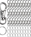Top Tier Silver Lobster Clasp Kit Featuring Thirty Heavy Duty Snap Hooks Plus Thirty Flexible Split Rings, 1.42 x 0.59 inch.